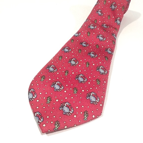 Vinyard Vines Martha's Vinyard Crab and Scallop Shell Pink Necktie - Picture 2 of 6
